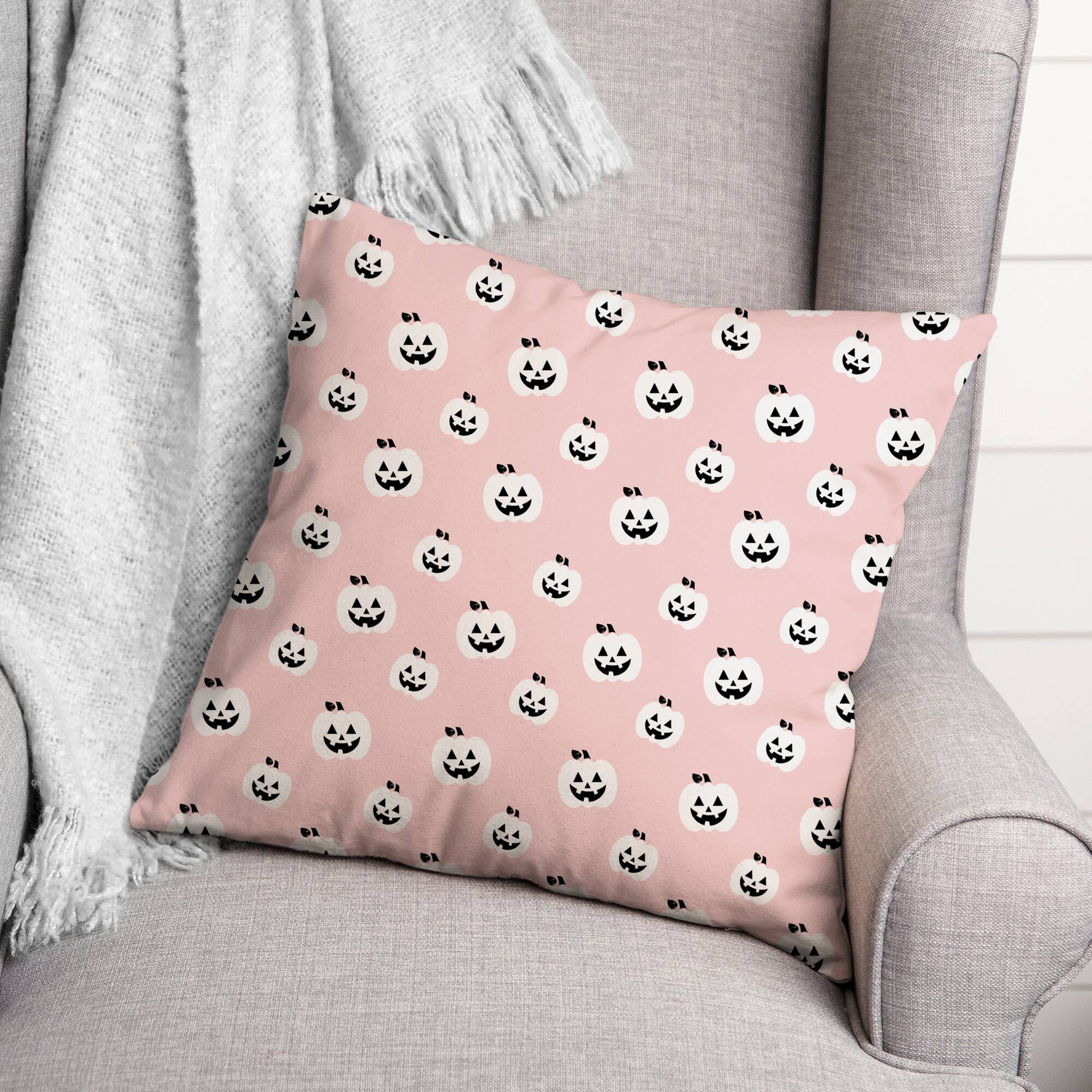 Pink Pumpkins Galore Throw Pillow